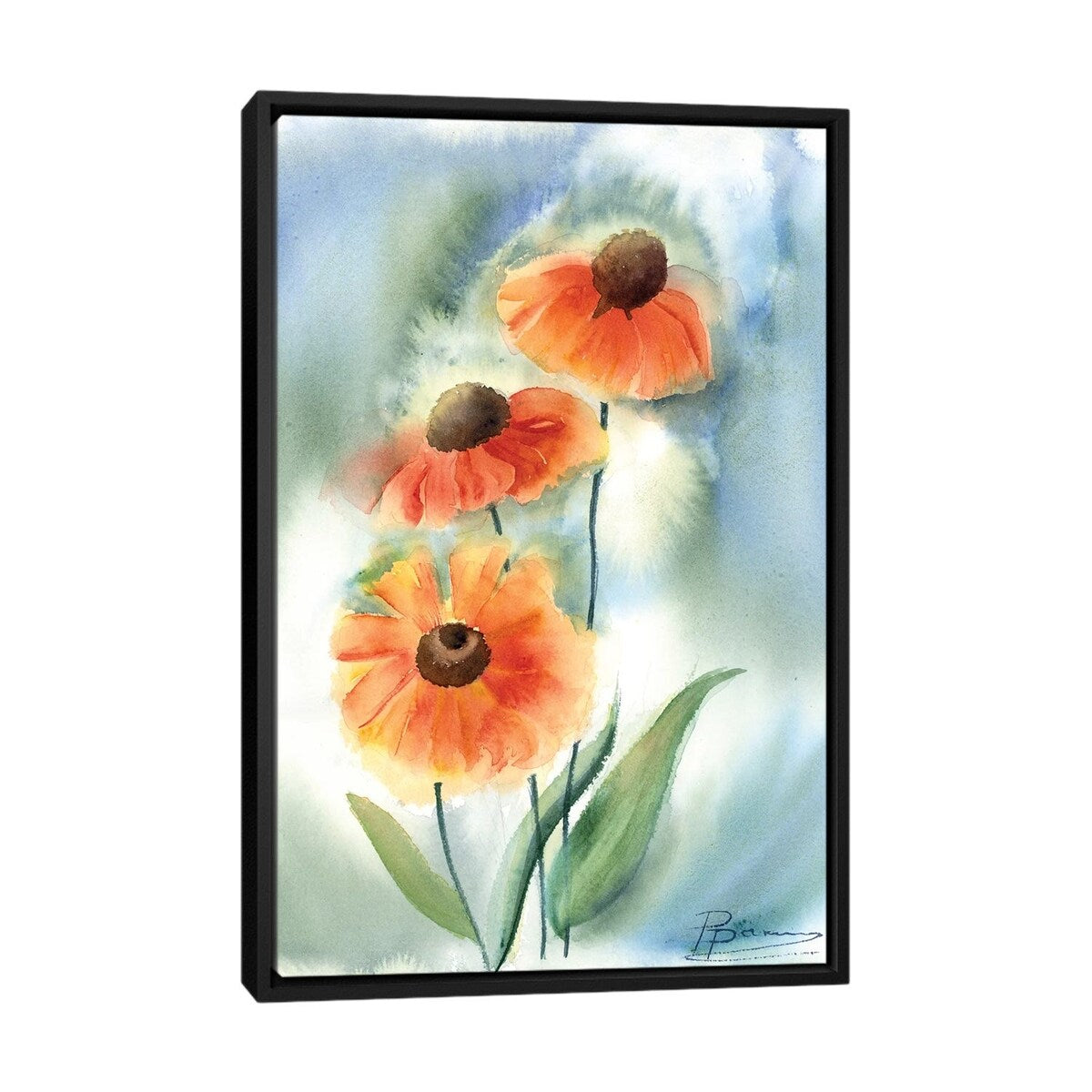 iCanvas "Orange Flowers" by Olga Shefranov Framed Canvas Print