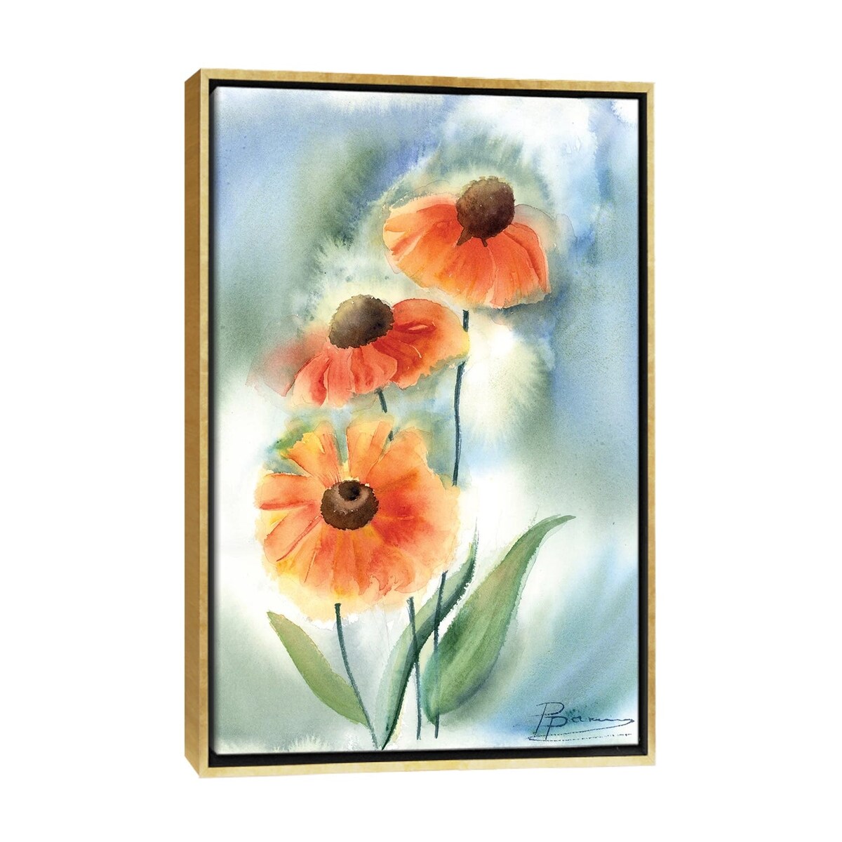 iCanvas "Orange Flowers" by Olga Shefranov Framed Canvas Print