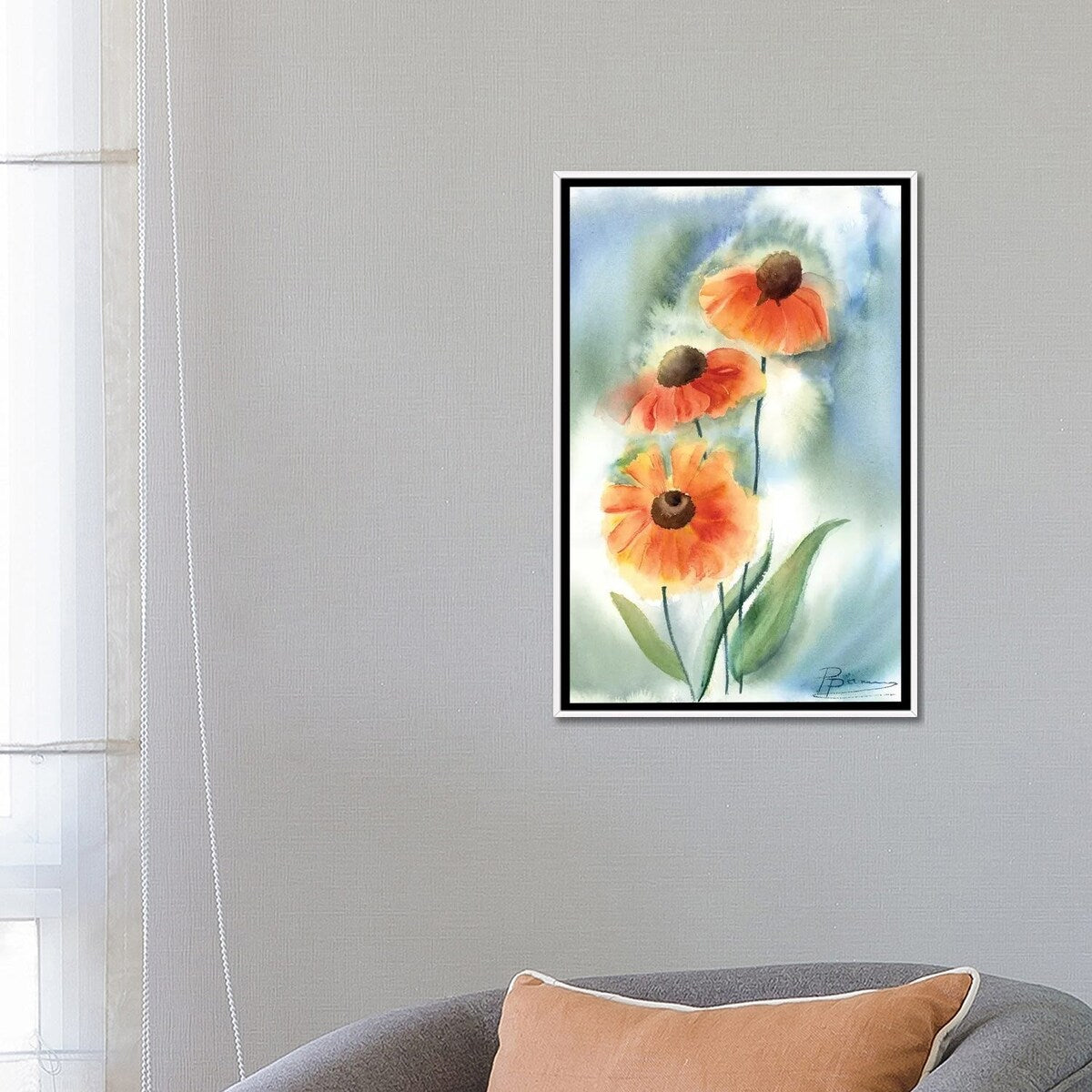 iCanvas "Orange Flowers" by Olga Shefranov Framed Canvas Print