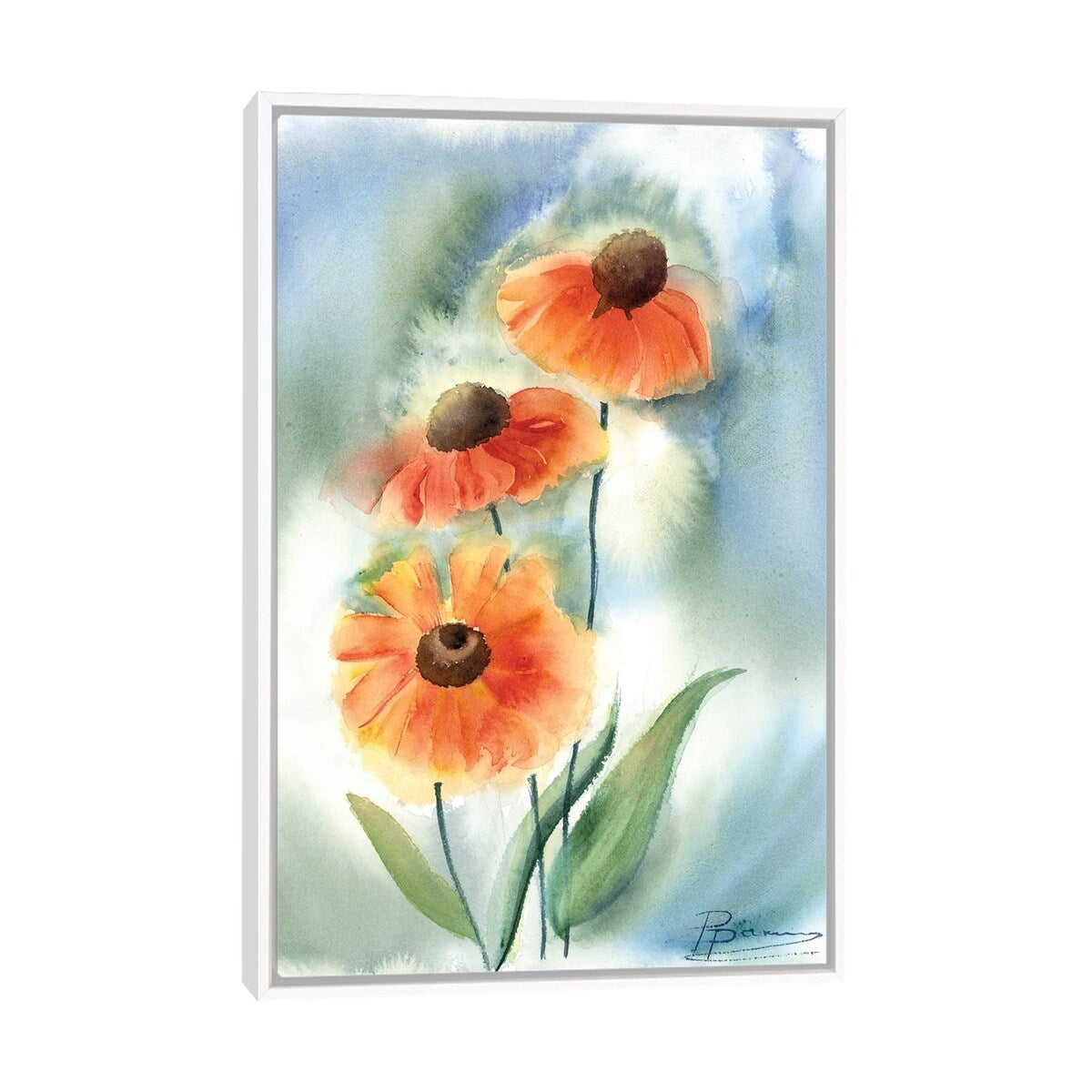 iCanvas "Orange Flowers" by Olga Shefranov Framed Canvas Print