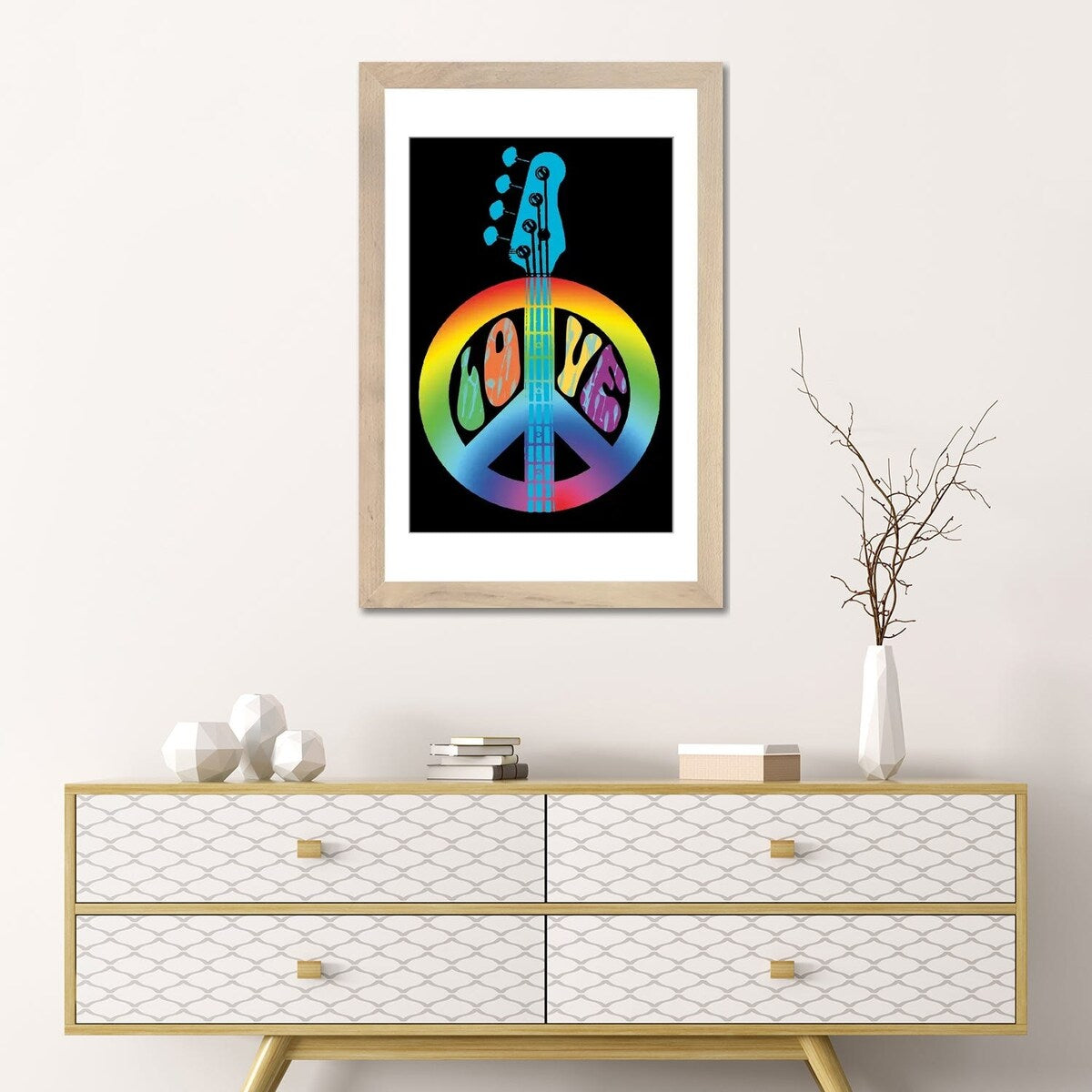 iCanvas "Peace Love Bass Guitar" by Erin Clark