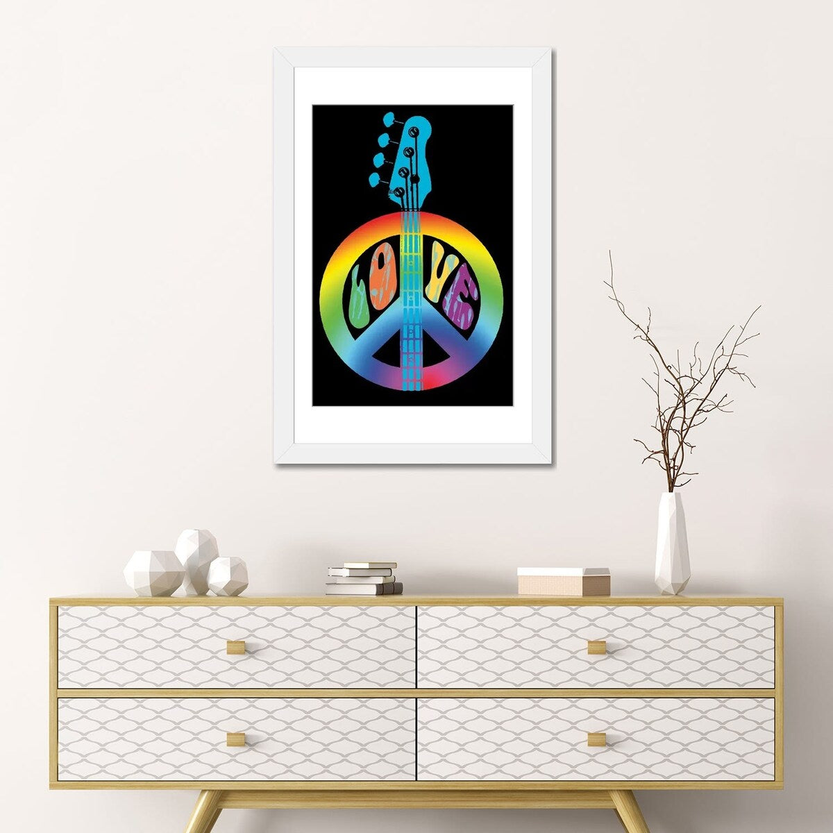 iCanvas "Peace Love Bass Guitar" by Erin Clark
