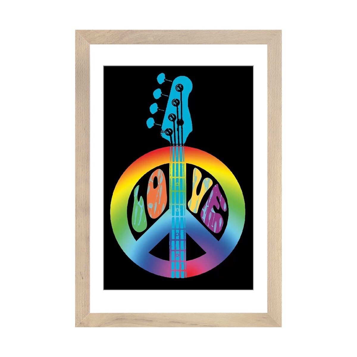 iCanvas "Peace Love Bass Guitar" by Erin Clark