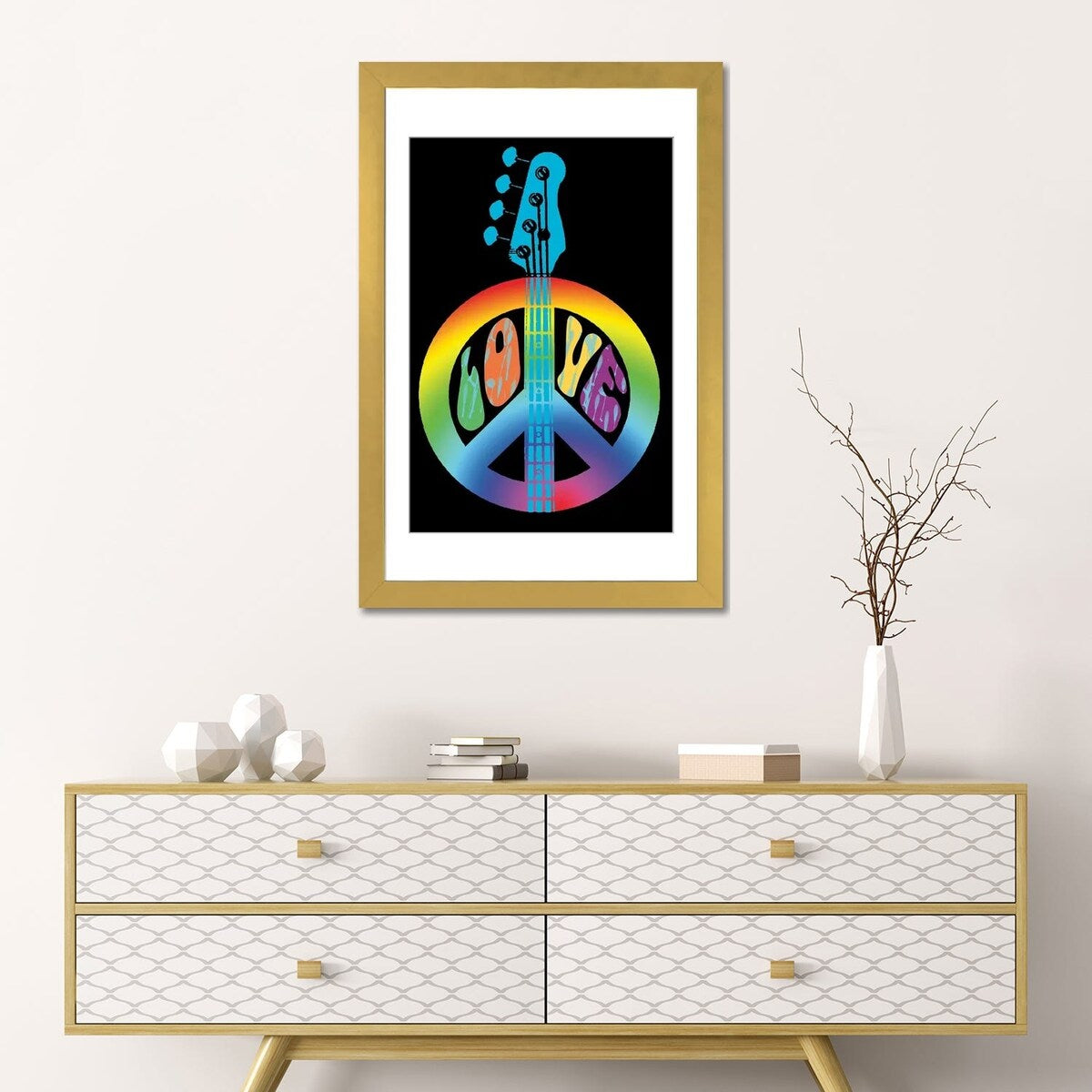 iCanvas "Peace Love Bass Guitar" by Erin Clark