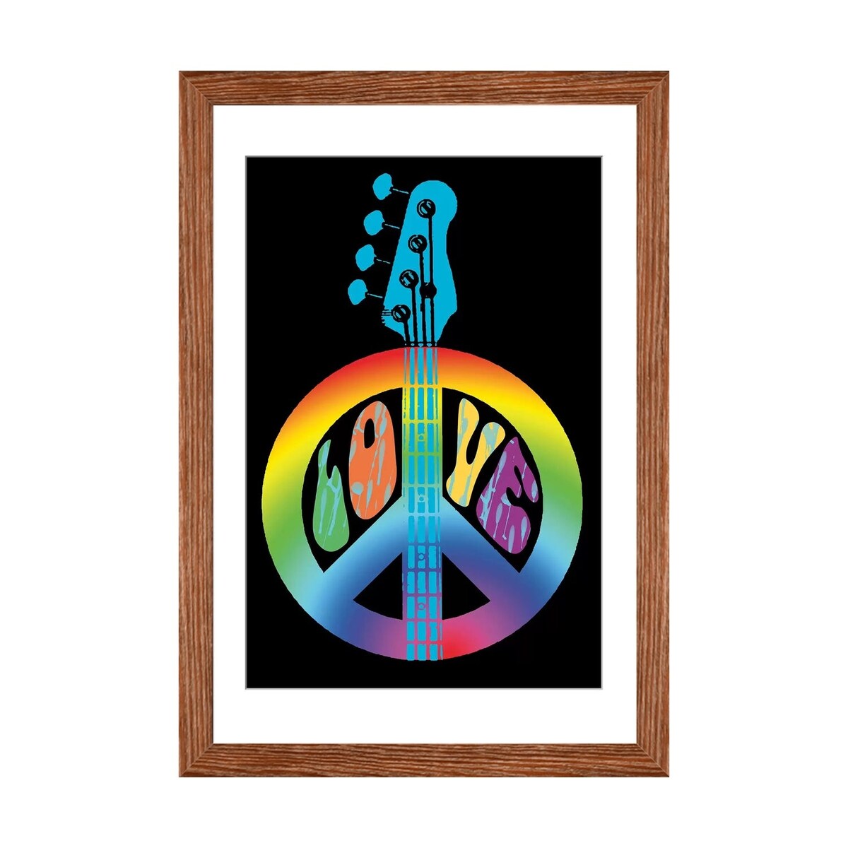 iCanvas "Peace Love Bass Guitar" by Erin Clark
