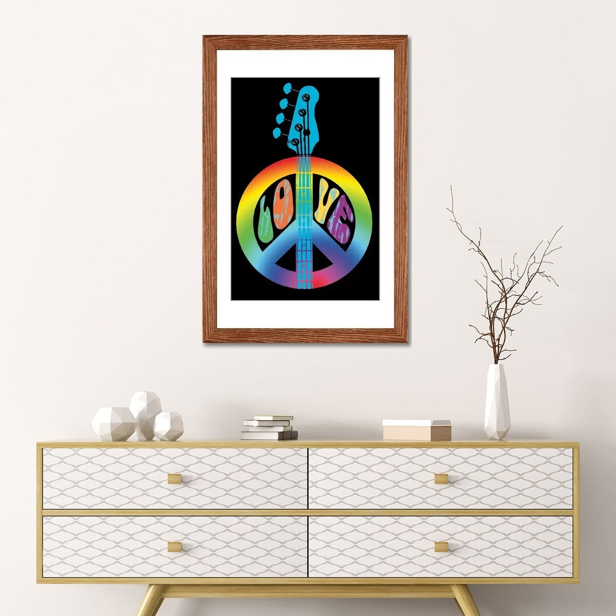 iCanvas "Peace Love Bass Guitar" by Erin Clark