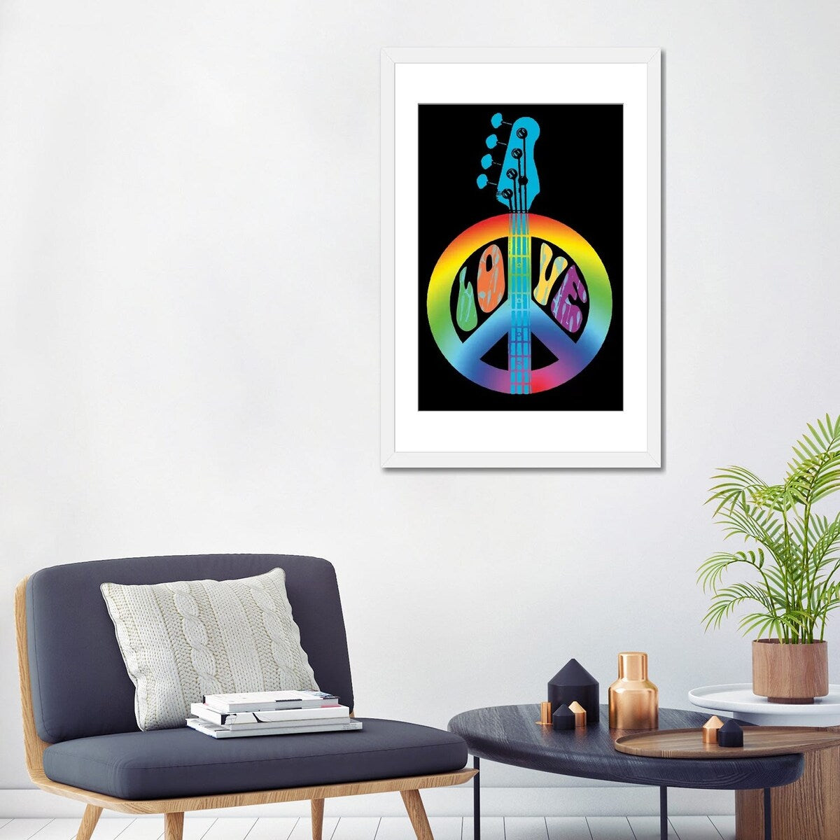 iCanvas "Peace Love Bass Guitar" by Erin Clark