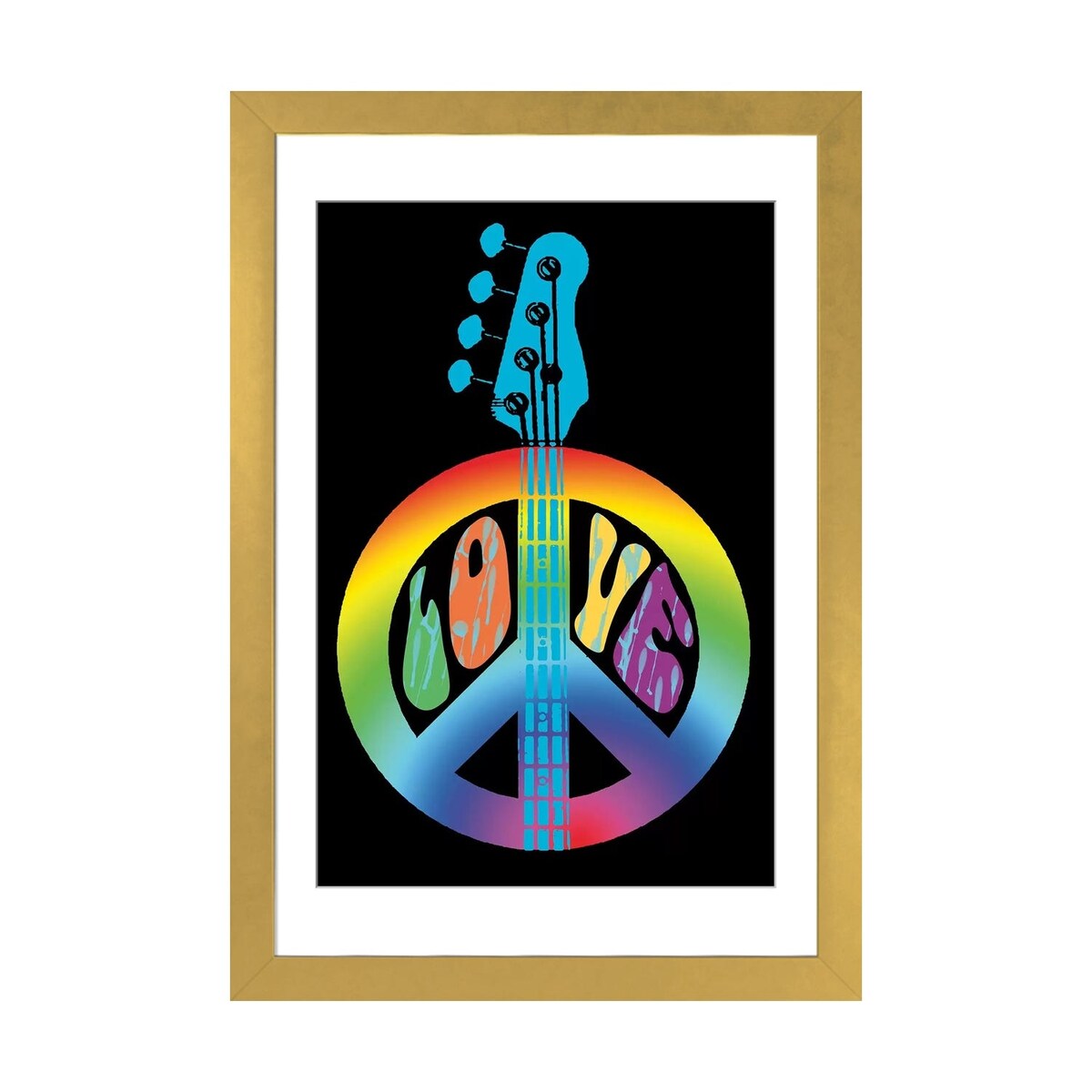 iCanvas "Peace Love Bass Guitar" by Erin Clark