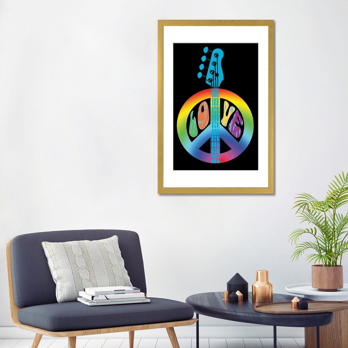 iCanvas "Peace Love Bass Guitar" by Erin Clark
