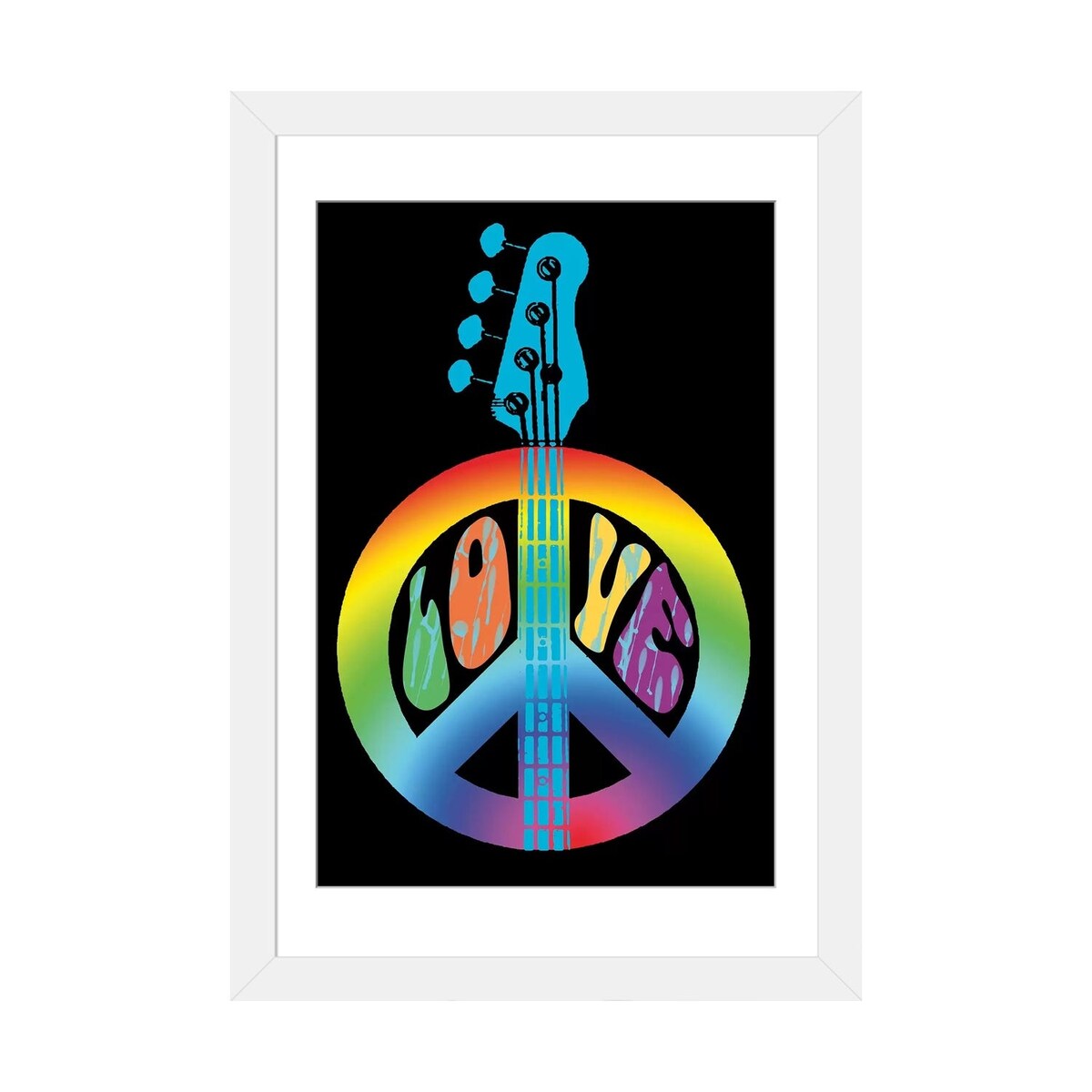 iCanvas "Peace Love Bass Guitar" by Erin Clark