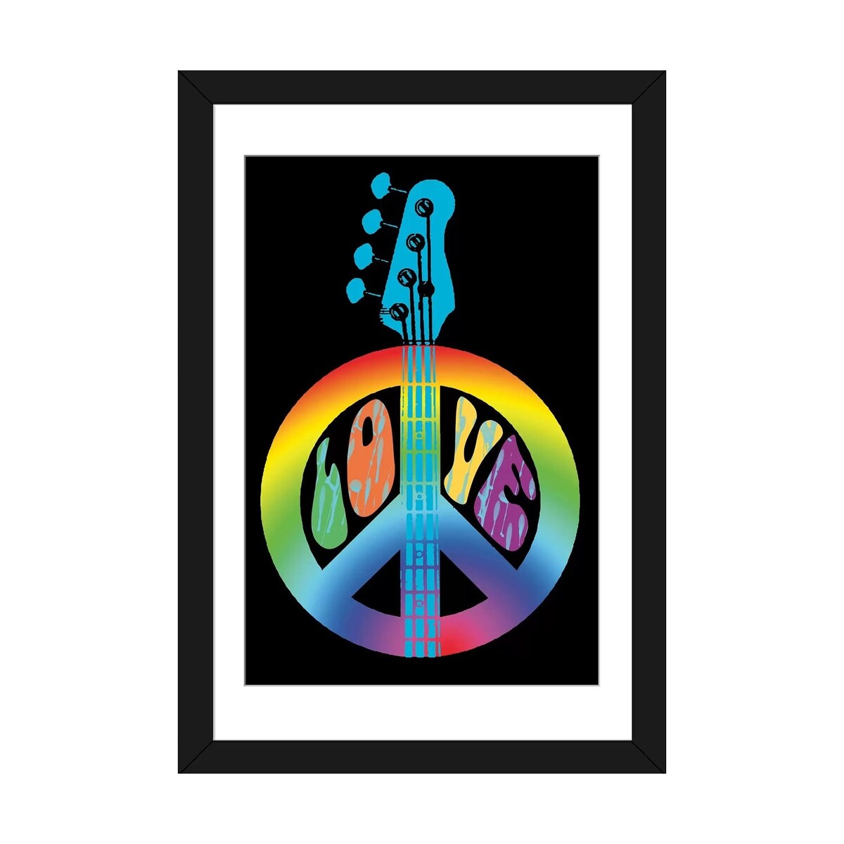 iCanvas "Peace Love Bass Guitar" by Erin Clark
