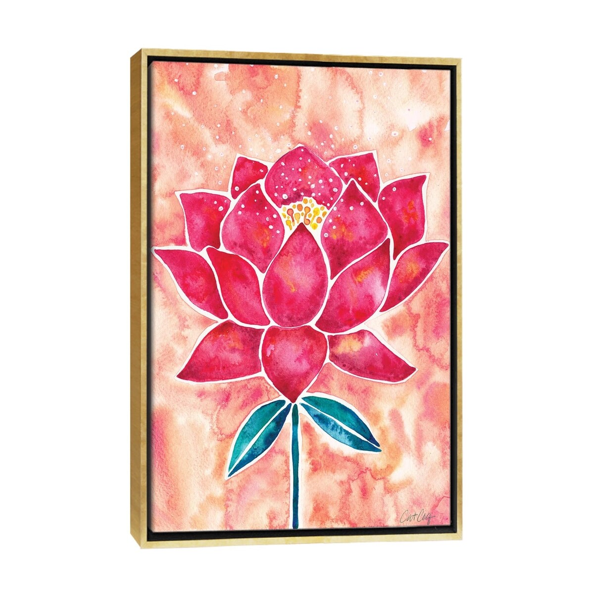 iCanvas "Peach Magenta Background Lotus Blossom" by Cat Coquillette Framed