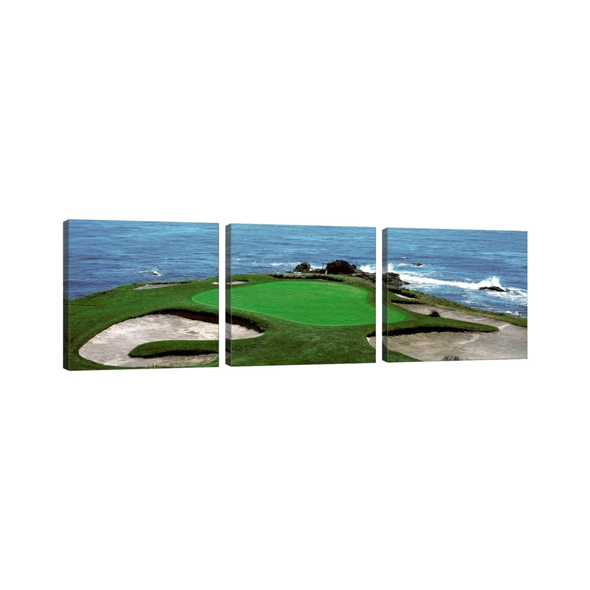 iCanvas "Pebble Beach Golf Course 8th Green Carmel CA" by Panoramic Images 3-Piece Canvas Wall Art Set