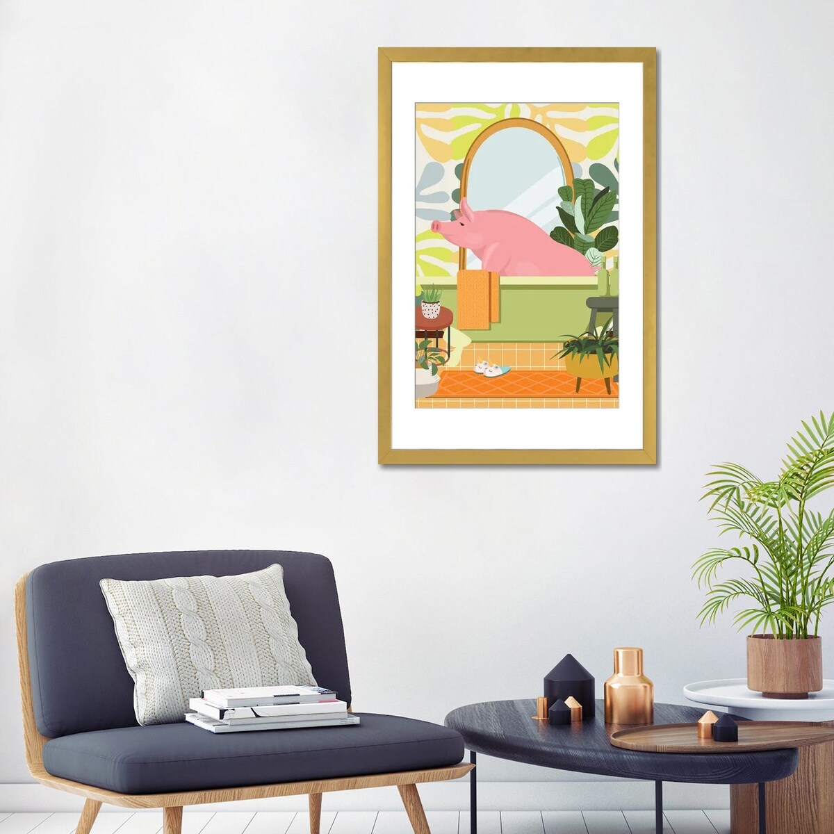 iCanvas "Piggy In Matisse Bathroom Decor" by Jania Sharipzhanova