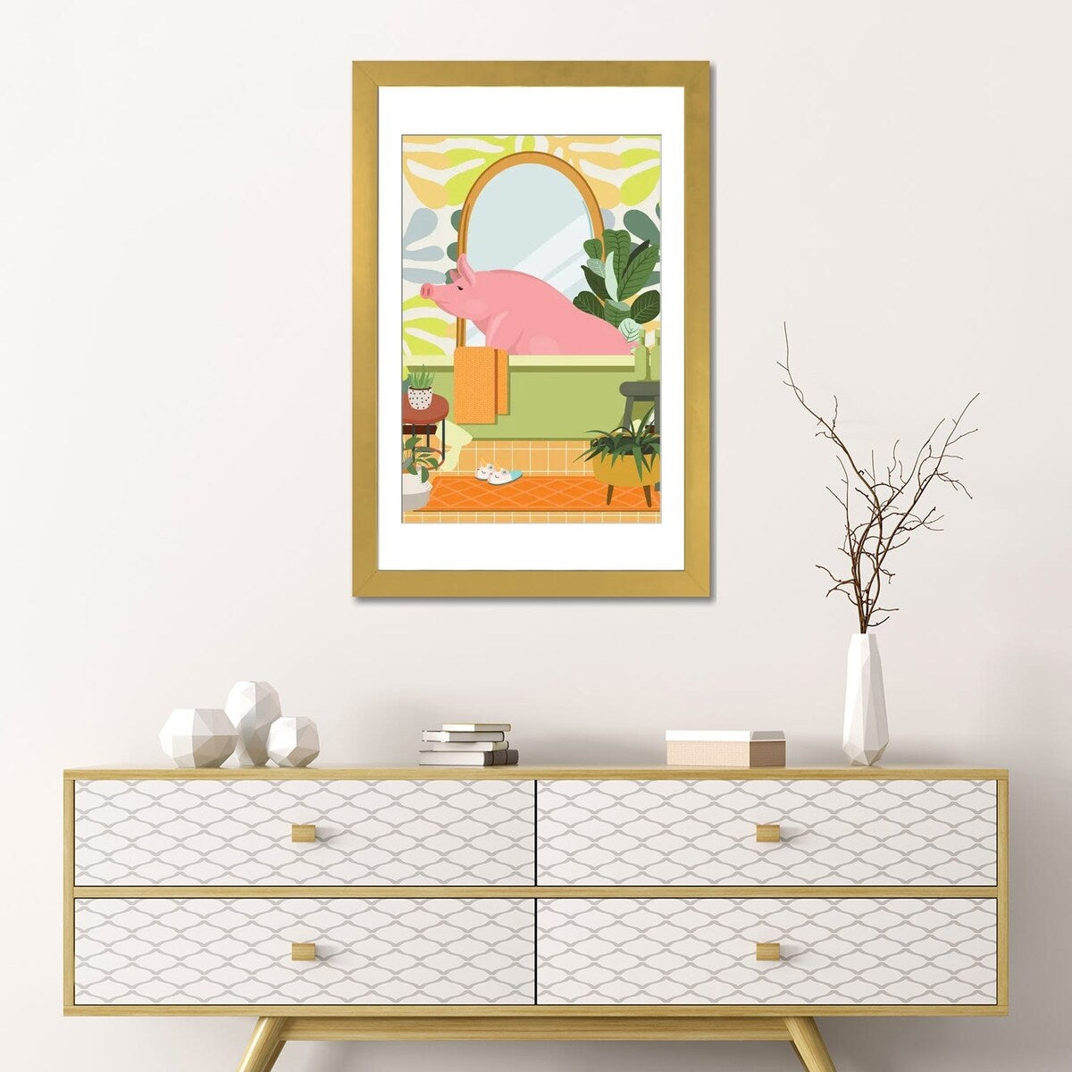 iCanvas "Piggy In Matisse Bathroom Decor" by Jania Sharipzhanova