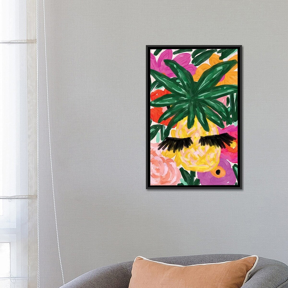 iCanvas "Pineapple And Lashes" by Bouffants & Broken Hearts Framed Canvas Print