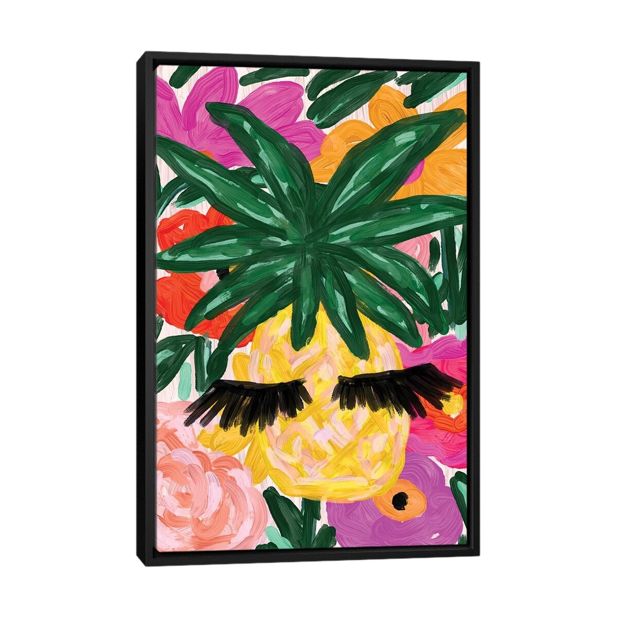 iCanvas "Pineapple And Lashes" by Bouffants & Broken Hearts Framed Canvas Print