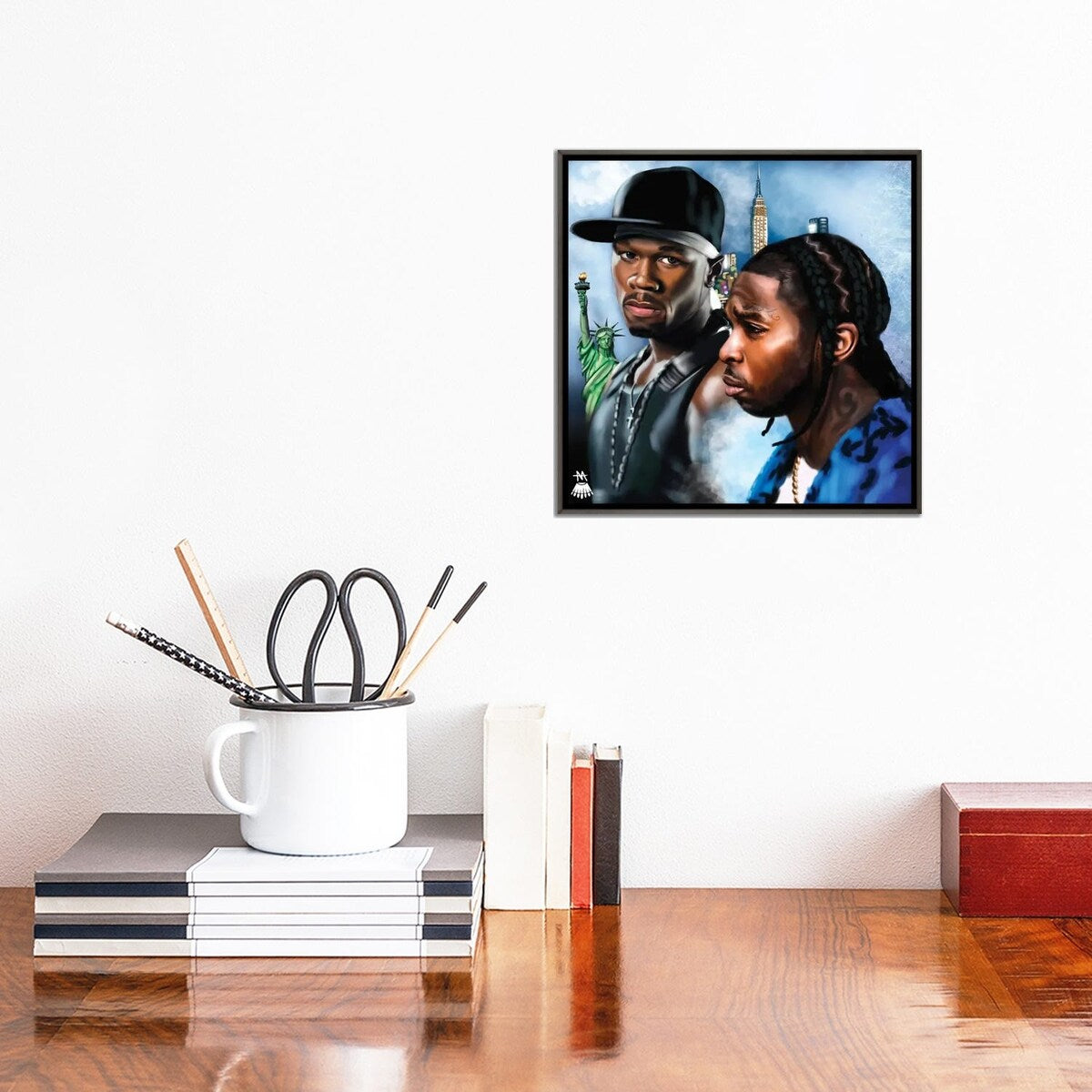 iCanvas "Pop Smoke, 50 Cent / Legends" by Mikey Camarda Framed