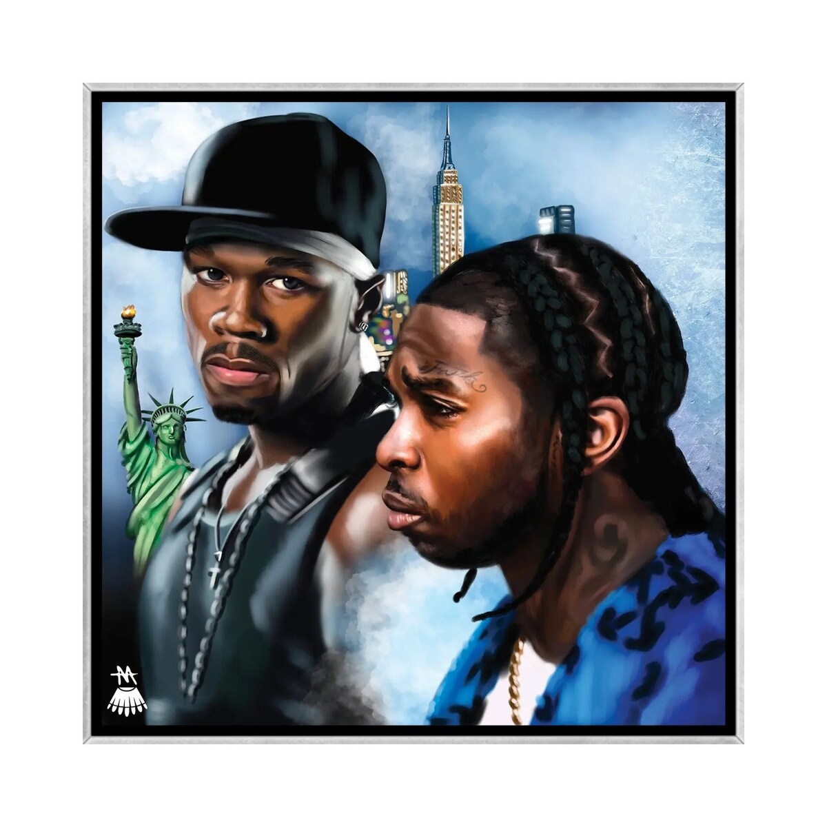 iCanvas "Pop Smoke, 50 Cent / Legends" by Mikey Camarda Framed