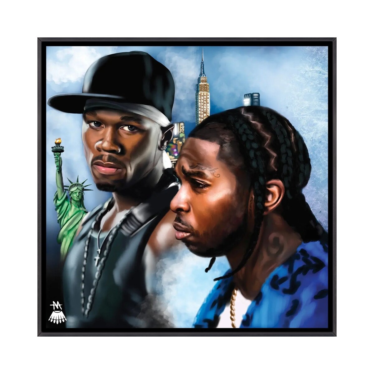 iCanvas "Pop Smoke, 50 Cent / Legends" by Mikey Camarda Framed