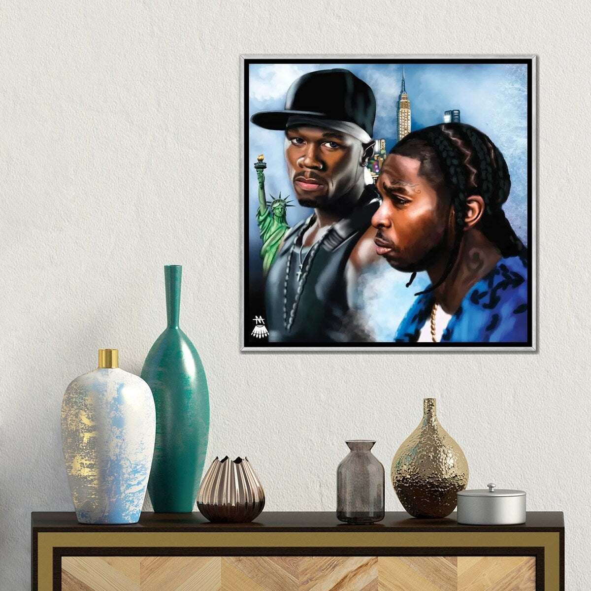 iCanvas "Pop Smoke, 50 Cent / Legends" by Mikey Camarda Framed
