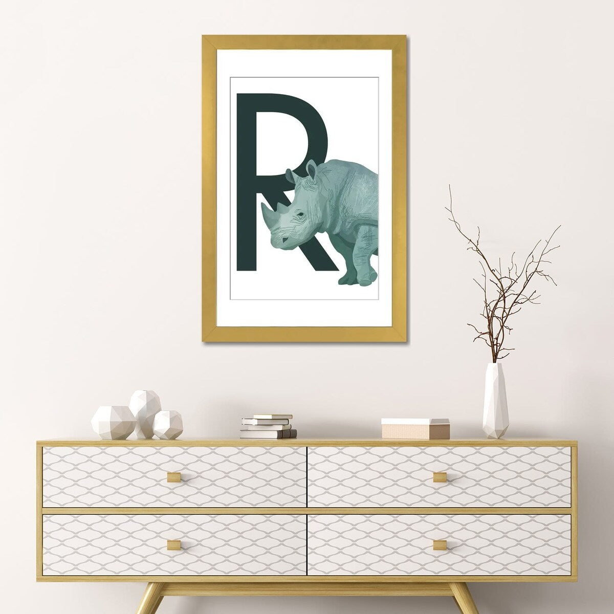 iCanvas "R - Rhino" by Goed Blauw
