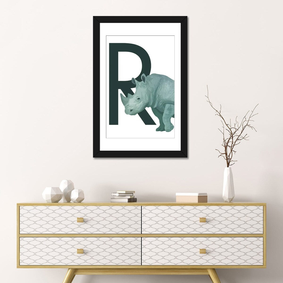 iCanvas "R - Rhino" by Goed Blauw