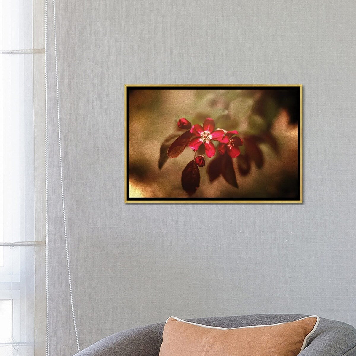 iCanvas "Red Florals And Texture" by Maria Overlay Framed