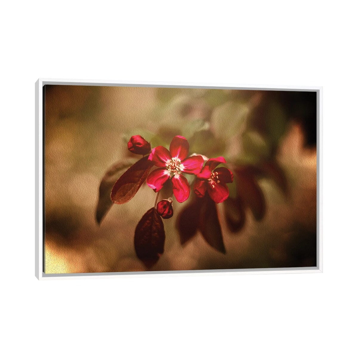 iCanvas "Red Florals And Texture" by Maria Overlay Framed