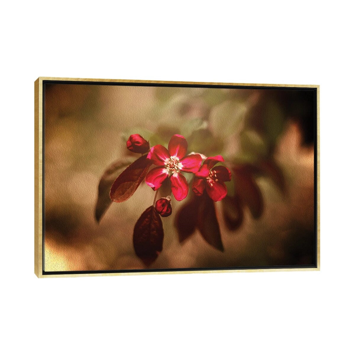 iCanvas "Red Florals And Texture" by Maria Overlay Framed