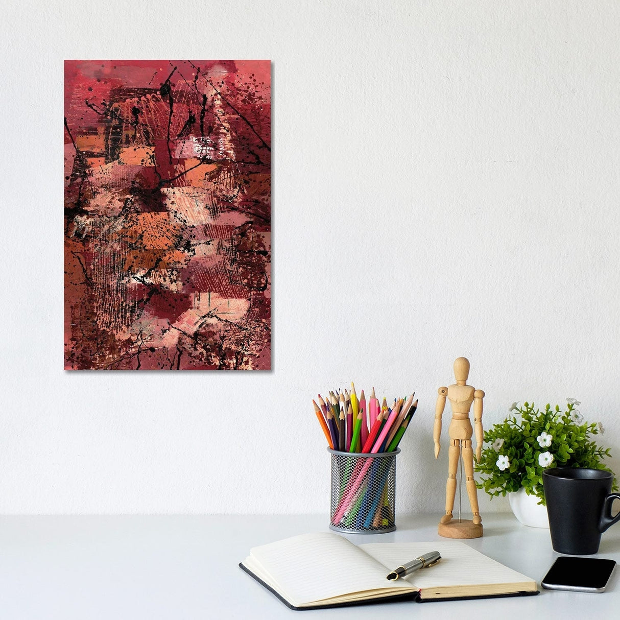 iCanvas "Red Tones Abstract Painting" by Bona Fidesa Canvas Print