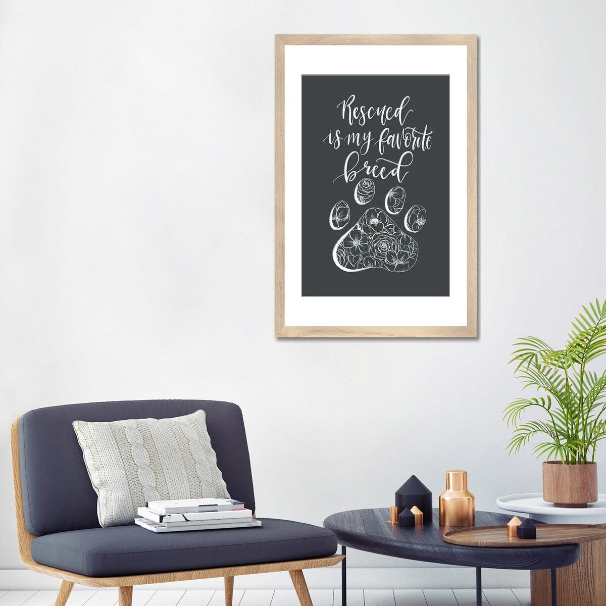 iCanvas "Rescued Is My Favorite Breed Gray" by Katie Bryant