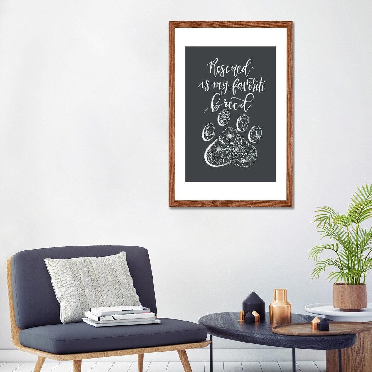 iCanvas "Rescued Is My Favorite Breed Gray" by Katie Bryant