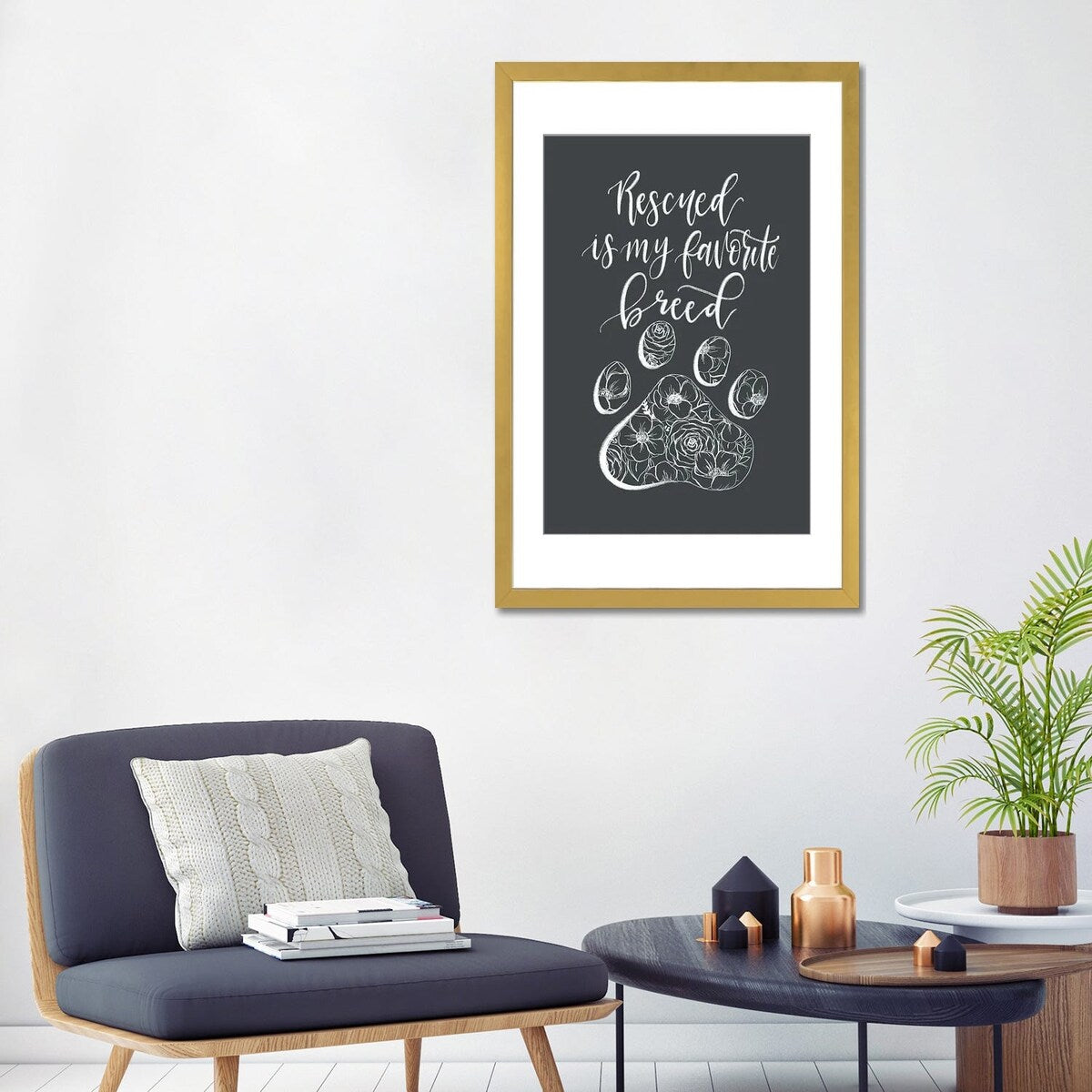 iCanvas "Rescued Is My Favorite Breed Gray" by Katie Bryant