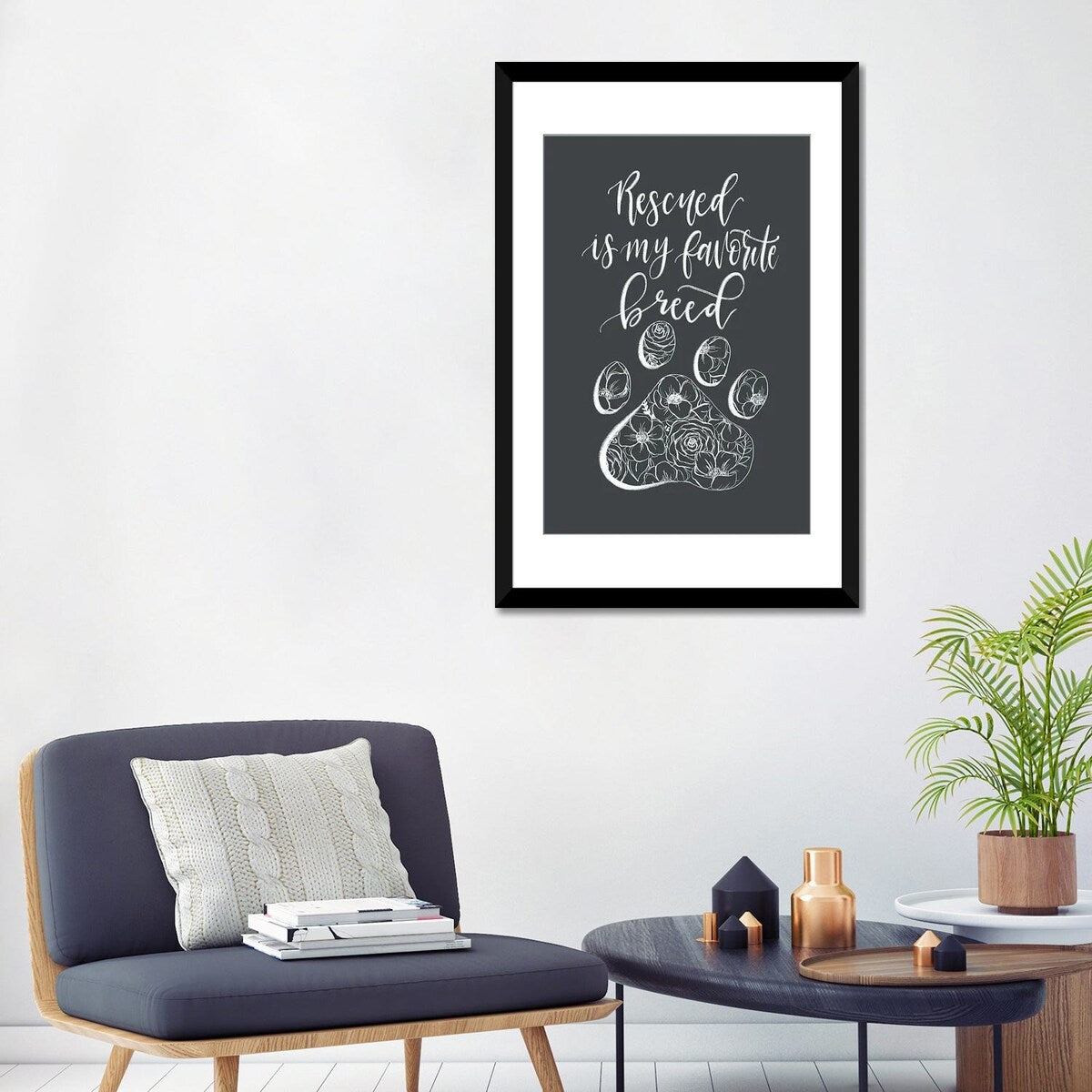 iCanvas "Rescued Is My Favorite Breed Gray" by Katie Bryant