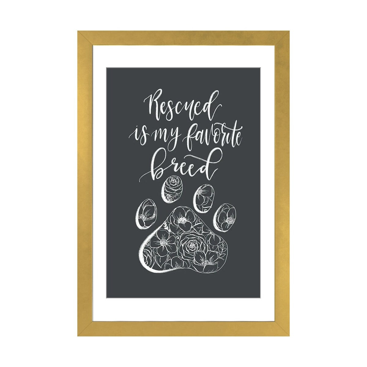 iCanvas "Rescued Is My Favorite Breed Gray" by Katie Bryant