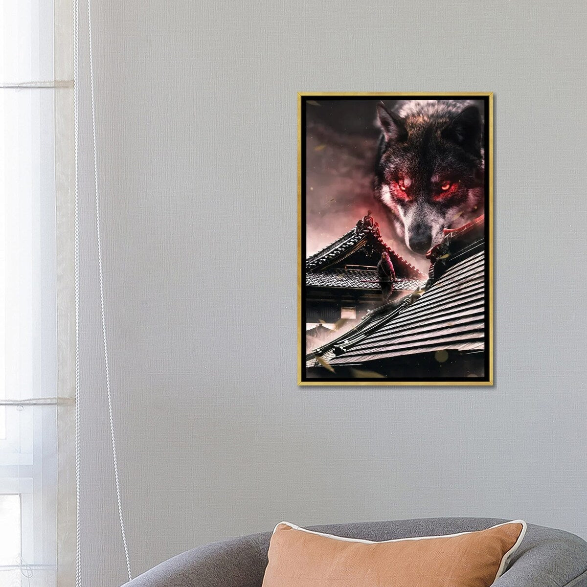 iCanvas "Samurai Vs Wolf" by Manuel Luces Framed