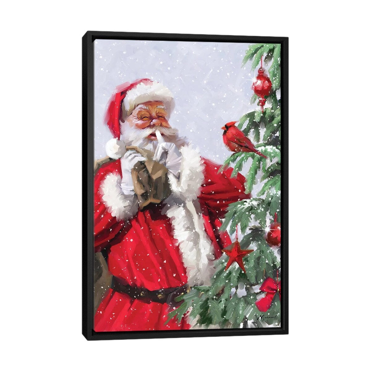 iCanvas "Santa And Cardinal" by The Macneil Studio Framed Canvas Print