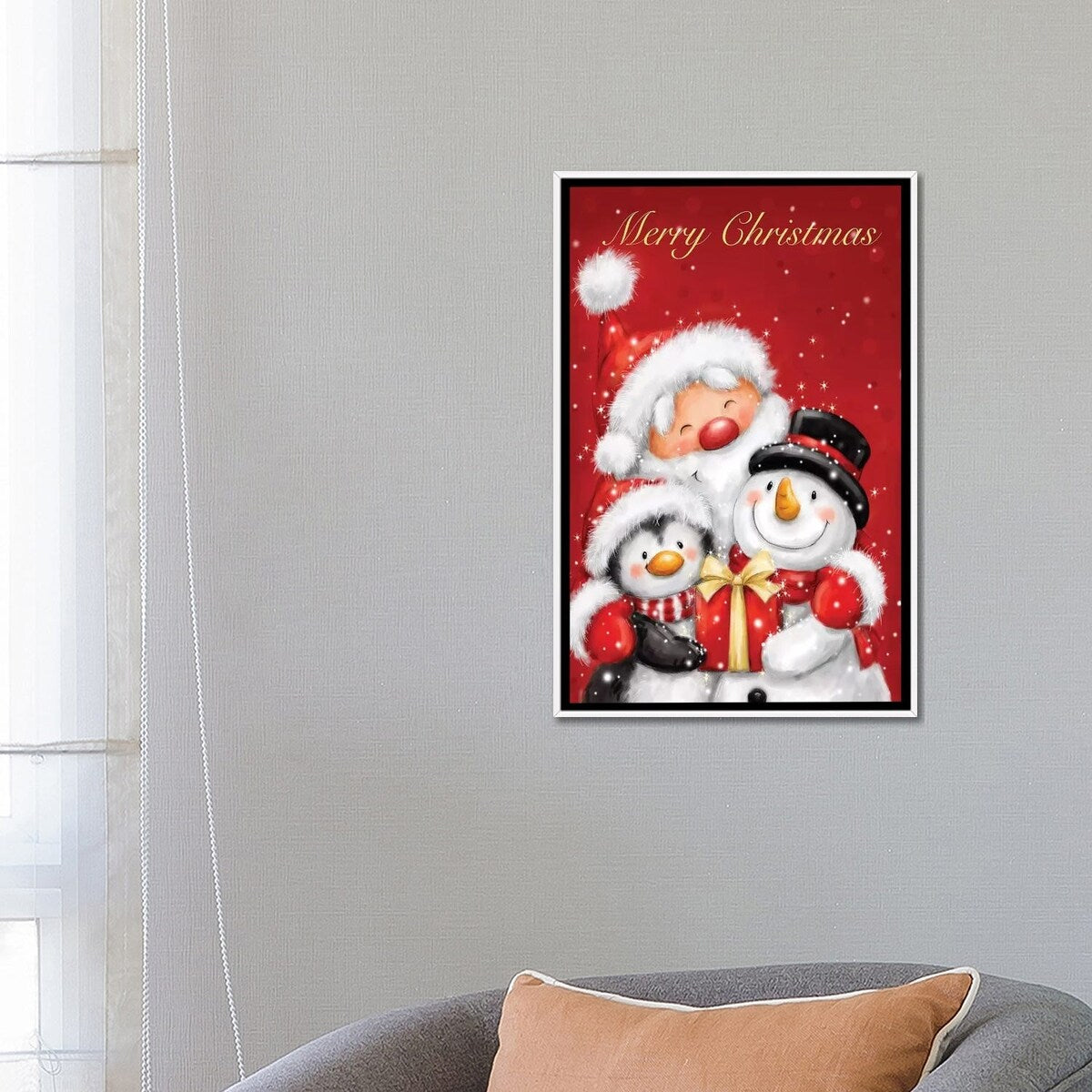 iCanvas "Santa Penguin And Snoman" by MAKIKO Framed