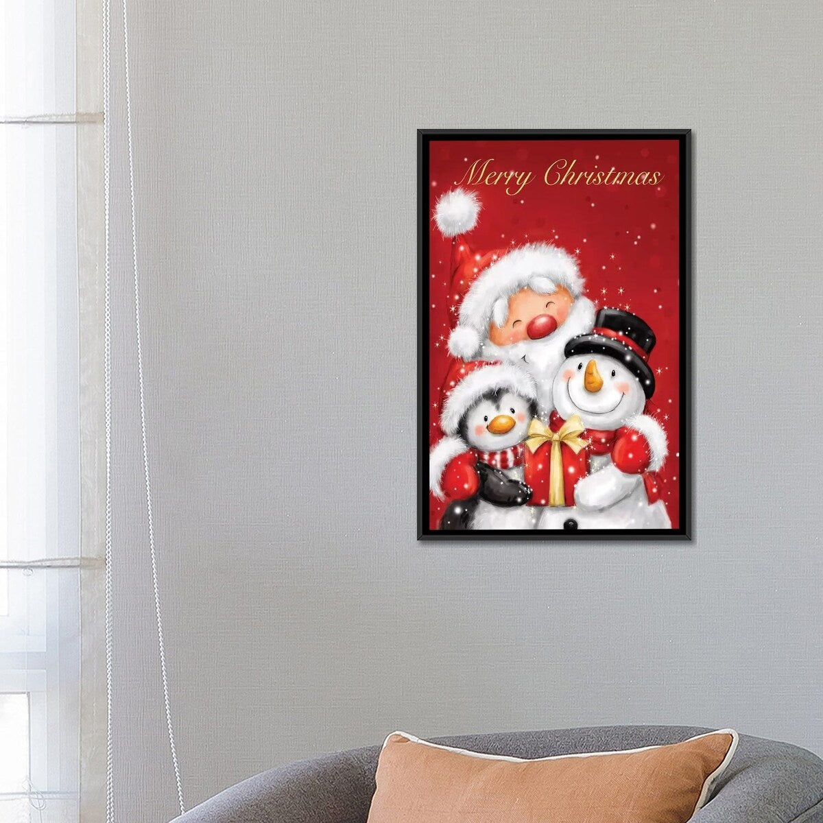 iCanvas "Santa Penguin And Snoman" by MAKIKO Framed