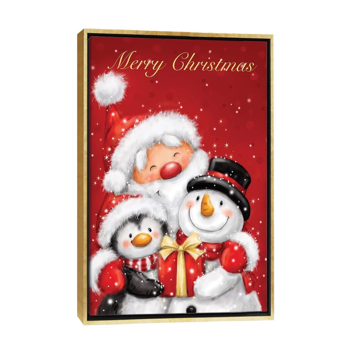 iCanvas "Santa Penguin And Snoman" by MAKIKO Framed