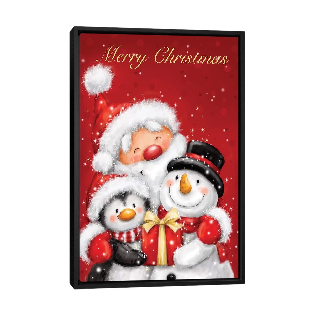 iCanvas "Santa Penguin And Snoman" by MAKIKO Framed