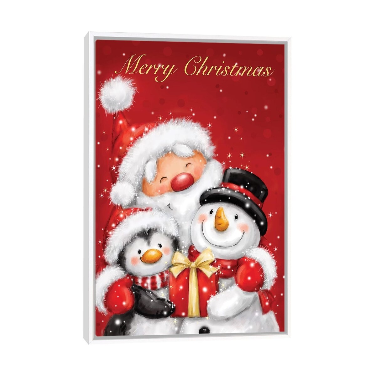 iCanvas "Santa Penguin And Snoman" by MAKIKO Framed