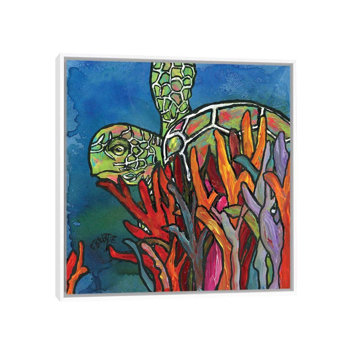 iCanvas "Sea Turtle" by Connie Beattie Framed Canvas Print