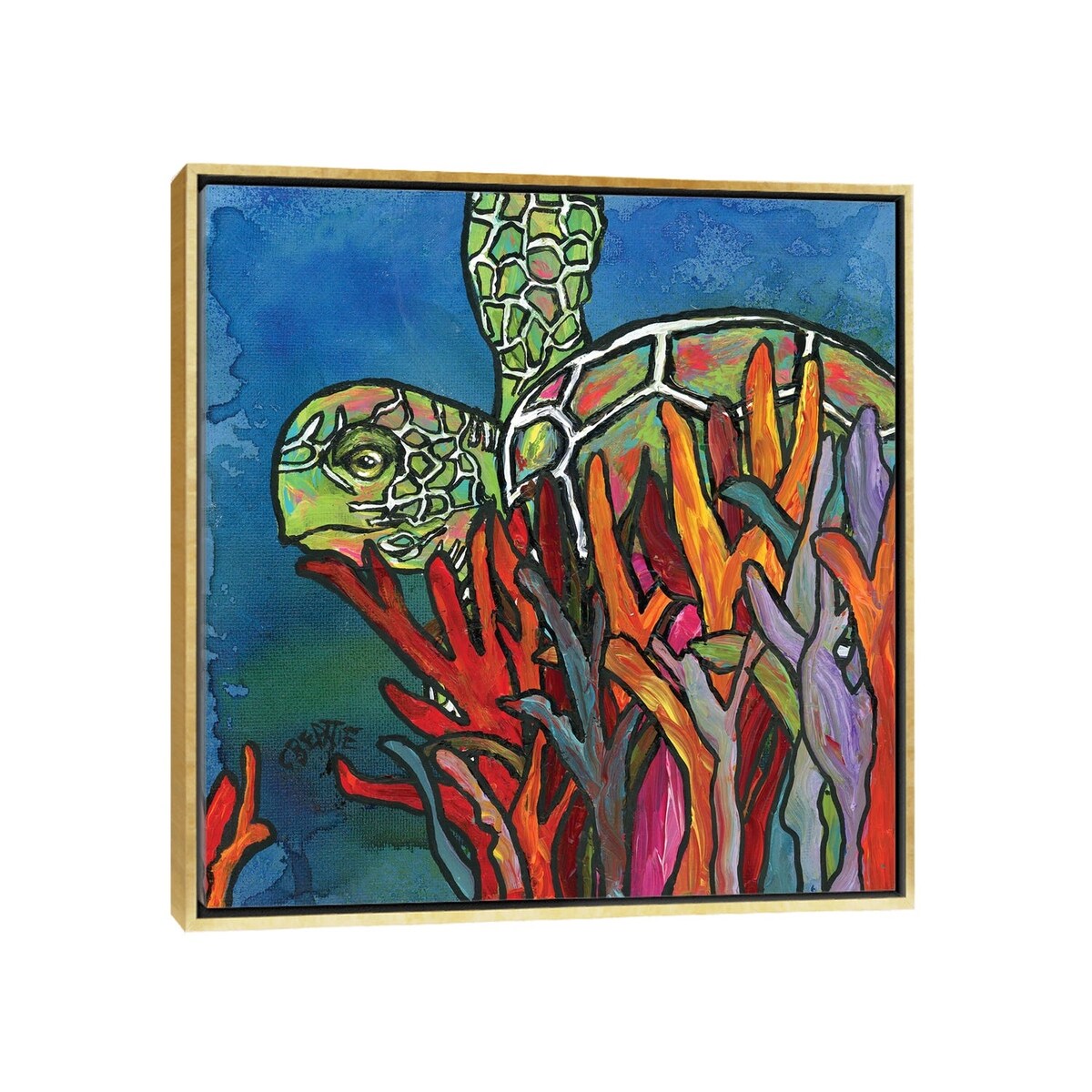 iCanvas "Sea Turtle" by Connie Beattie Framed Canvas Print