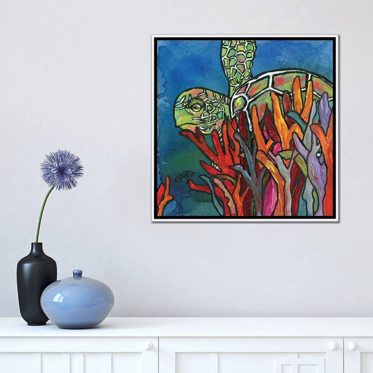 iCanvas "Sea Turtle" by Connie Beattie Framed Canvas Print