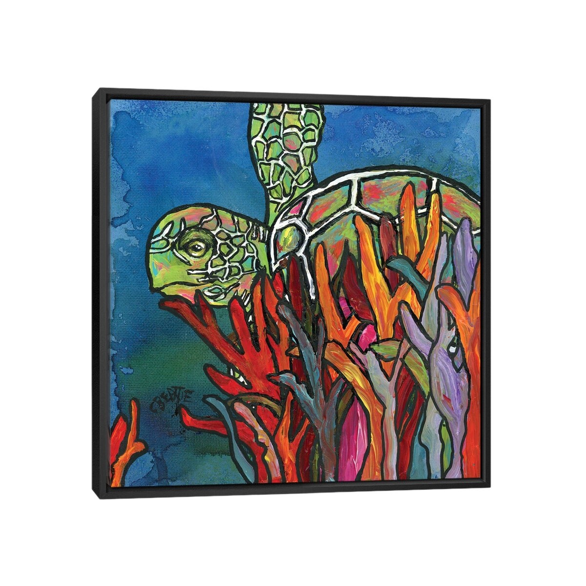 iCanvas "Sea Turtle" by Connie Beattie Framed Canvas Print