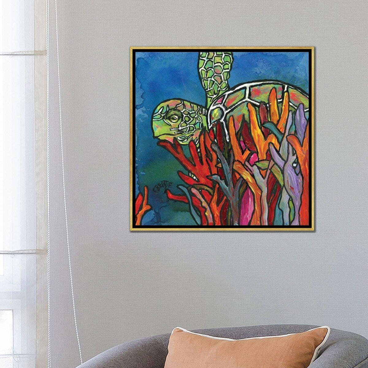 iCanvas "Sea Turtle" by Connie Beattie Framed Canvas Print