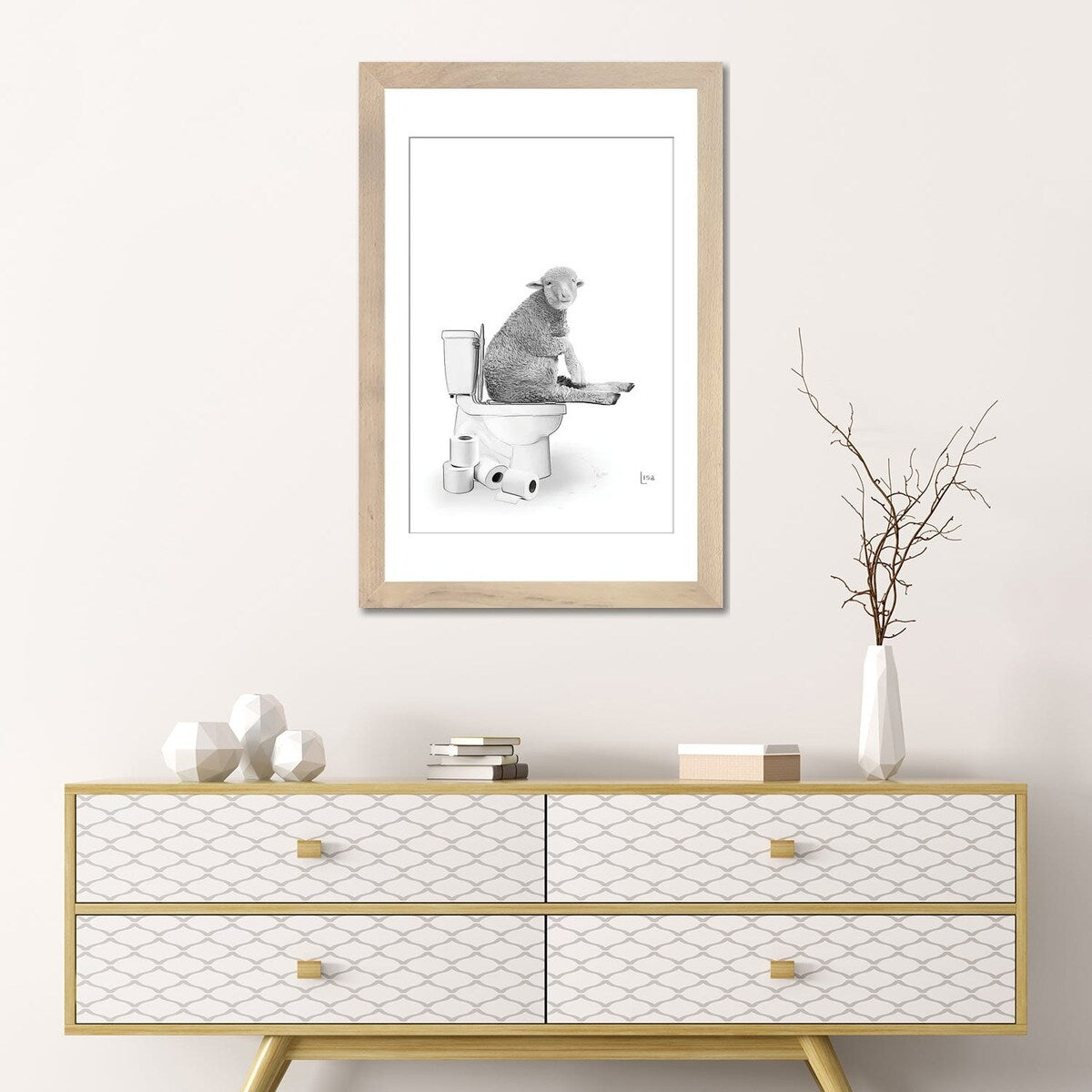 iCanvas "Sheep On The Toilet" by Printable Lisa's Pets