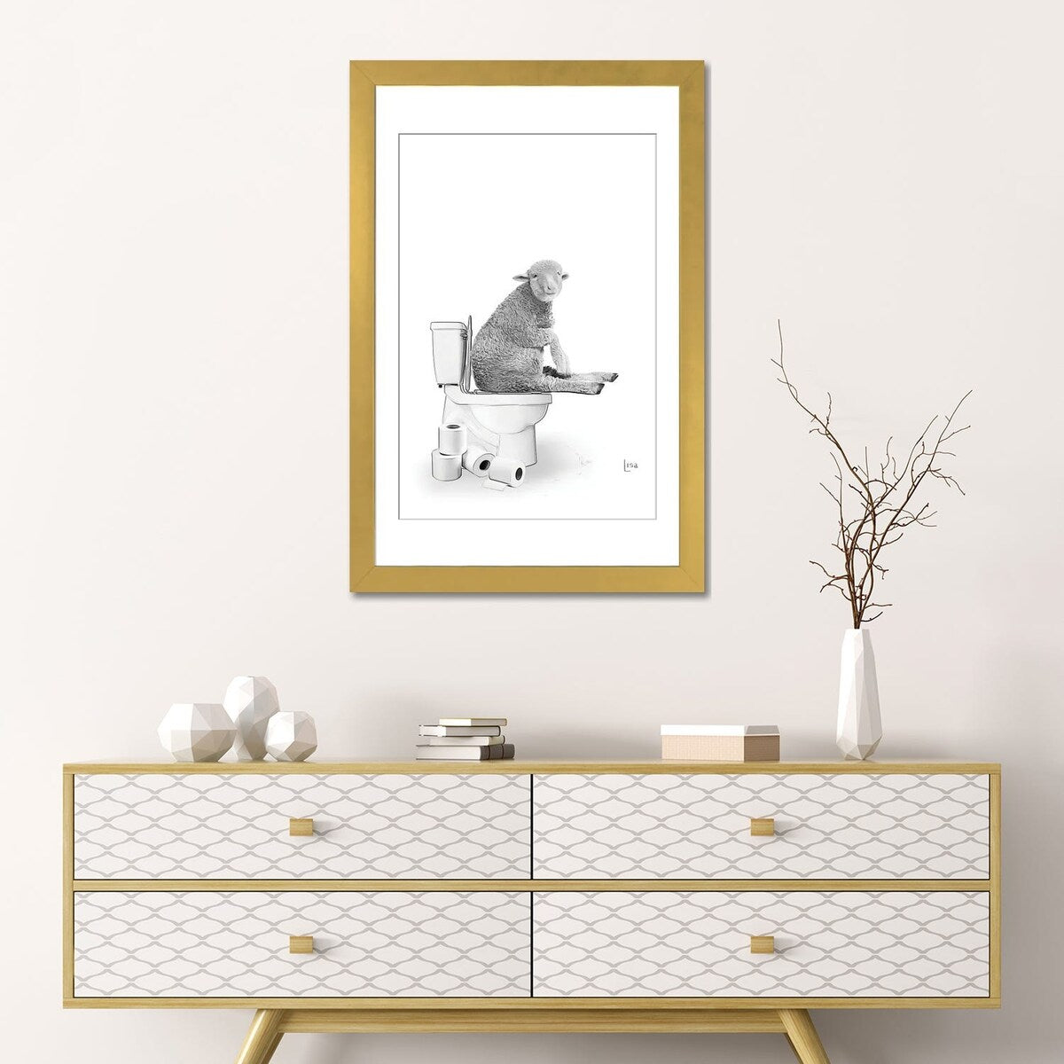 iCanvas "Sheep On The Toilet" by Printable Lisa's Pets